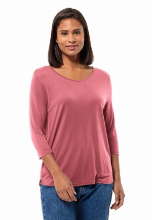 Pink Women Jack Wolfskin Mola 3/4 T Shirts | 95925487