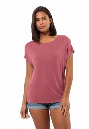 Pink Women Jack Wolfskin Mola T Shirts | 81621355