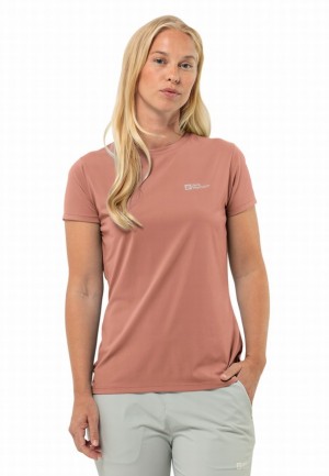 Pink Women Jack Wolfskin Prelightrail T Shirts | 71545103