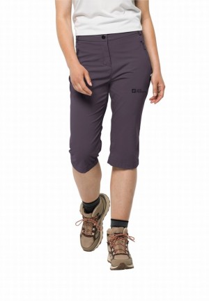 Purple Women Jack Wolfskin Activate Light 3/4 Pants | 98363076