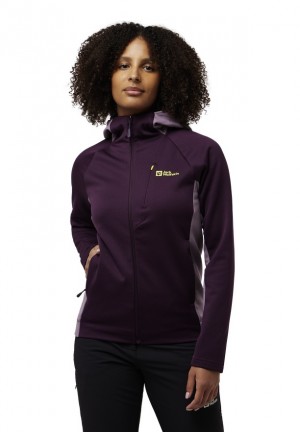 Purple Women Jack Wolfskin Alpgrat Xt Fleece Jackets | 28212370