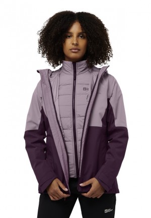 Purple Women Jack Wolfskin Glaabach 3in1 Jackets | 57765670