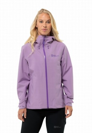 Purple Women Jack Wolfskin Highest Peak 3l Rain Jackets | 38550290