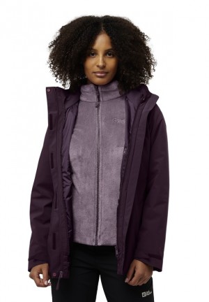 Purple Women Jack Wolfskin Rotwand 3in1 Jackets | 75735032