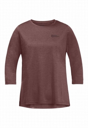 Red Women Jack Wolfskin Crosstrail 3/4 T Shirts | 76394321