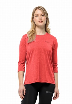 Red Women Jack Wolfskin Crosstrail 3/4 T Shirts | 38282414