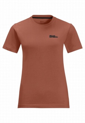 Red Women Jack Wolfskin Essential T Shirts | 78891698