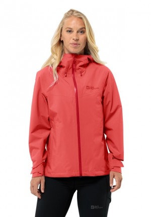 Red Women Jack Wolfskin Highest Peak 3l Rain Jackets | 79016930