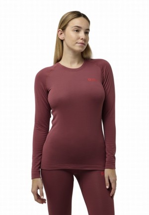 Red Women Jack Wolfskin Infinite Warm Ls T Shirts | 45023359