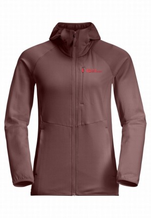 Red Women Jack Wolfskin Kolbenberg Hooded Fz Fleece Jackets | 43372586