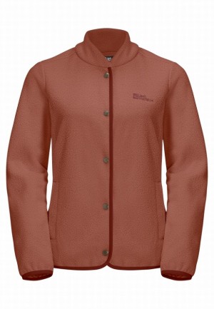 Red Women Jack Wolfskin Light Curl Fleece Jackets | 69726234