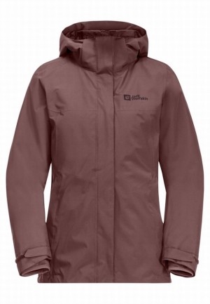 Red Women Jack Wolfskin Luntal 3in1 Jackets | 55381324