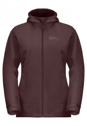 Red Women Jack Wolfskin Moonrise 3in1 Jackets | 78504493