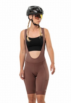 Red Women Jack Wolfskin Morobbia Bib Shorts | 35269531