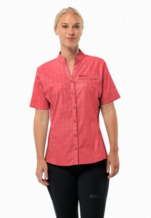 Red Women Jack Wolfskin Norbo S/s Shirts | 75557570