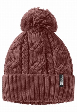 Red Women Jack Wolfskin Pompom Beanie | 14015375