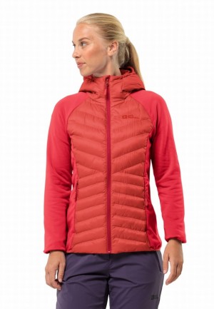 Red Women Jack Wolfskin Routeburn Pro Hybrid Jackets | 84891034