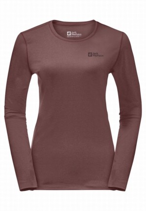 Red Women Jack Wolfskin Skyhermal L/s T Shirts | 38813148