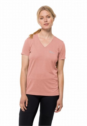 Rose Women Jack Wolfskin Crosstrail T Shirts | 86682604