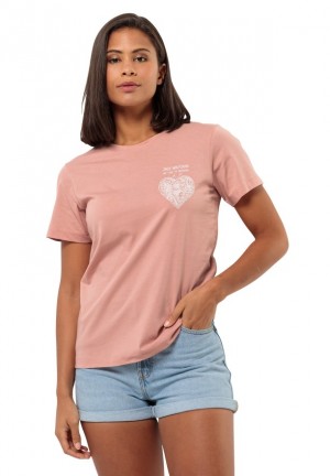 Rose Women Jack Wolfskin Discover Heart T Shirts | 42867994