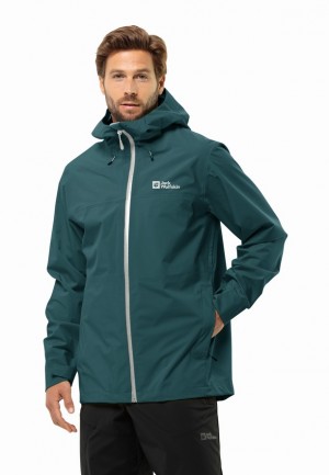 Turquoise Men Jack Wolfskin Highest Peak 3l Rain Jackets | 16345152