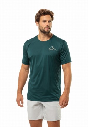 Turquoise Men Jack Wolfskin Peak Graphic T Shirts | 93249798