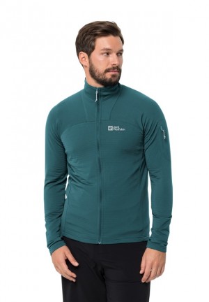 Turquoise Men Jack Wolfskin Prelight Fz Fleece Jackets | 82382908
