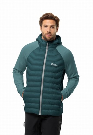 Turquoise Men Jack Wolfskin Routeburn Pro Hybrid Jackets | 76068486