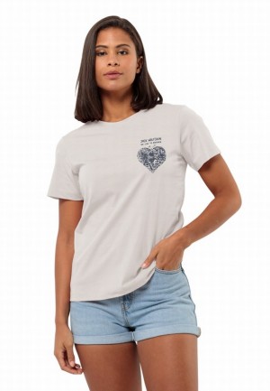 White Women Jack Wolfskin Discover Heart T Shirts | 80128165