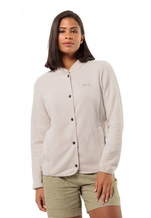 White Women Jack Wolfskin Light Curl Fleece Jackets | 97041650