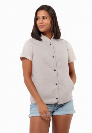 White Women Jack Wolfskin Light Curl Vest | 78423741