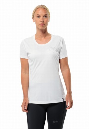 White Women Jack Wolfskin Peak Graphic T Shirts | 66659742
