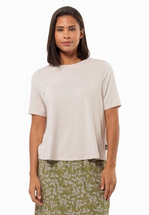 White Women Jack Wolfskin Travel T Shirts | 92303727