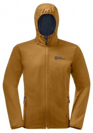 Yellow Men Jack Wolfskin Bornberg Hoody Softshell Jackets | 41515447