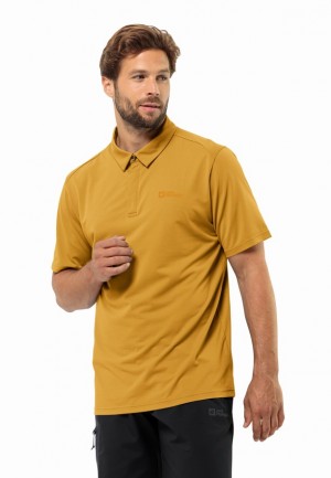 Yellow Men Jack Wolfskin Delgami Polo Shirts | 67641188