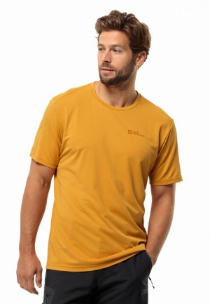 Yellow Men Jack Wolfskin Delgami S/s T Shirts | 97323553