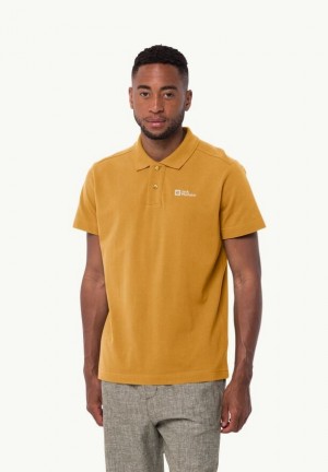 Yellow Men Jack Wolfskin Essential Polo Shirts | 95383416