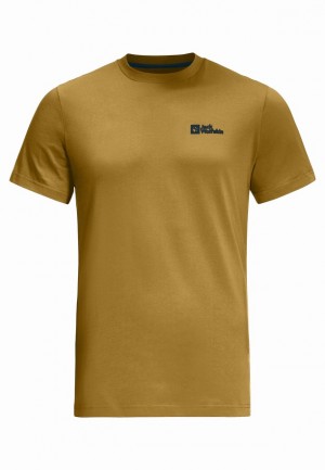 Yellow Men Jack Wolfskin Essential T Shirts | 23705616