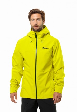 Yellow Men Jack Wolfskin Highest Peak 3l Rain Jackets | 21751469