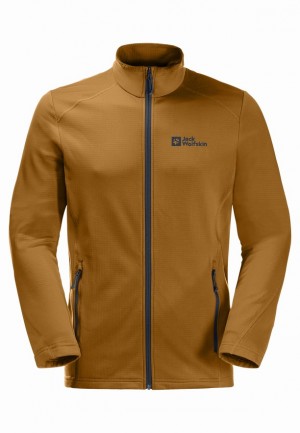 Yellow Men Jack Wolfskin Kolbenberg Fz Fleece Jackets | 52926174