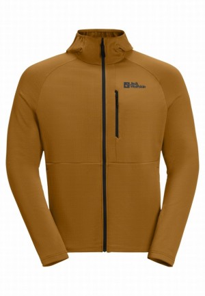 Yellow Men Jack Wolfskin Kolbenberg Hooded Fz Fleece Jackets | 90019652