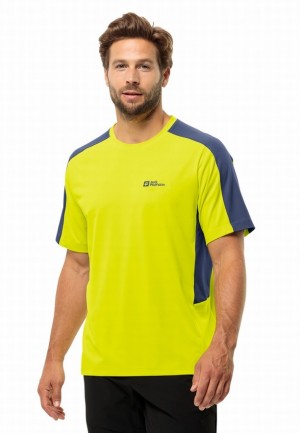 Yellow Men Jack Wolfskin Narrows T Shirts | 59148468