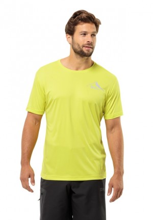 Yellow Men Jack Wolfskin Peak Graphic T Shirts | 89786848