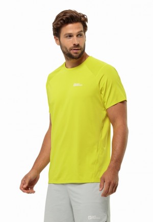 Yellow Men Jack Wolfskin Prelight Chill T Shirts | 77704899