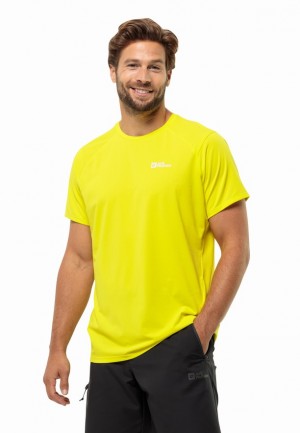 Yellow Men Jack Wolfskin Prelightrail T Shirts | 91256042