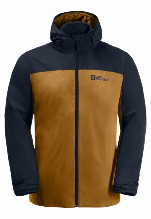 Yellow Men Jack Wolfskin Taubenberg 3in1 Jackets | 73201684