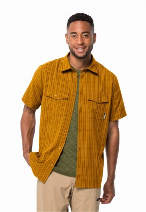 Yellow Men Jack Wolfskin Thompson Shirts | 94371988