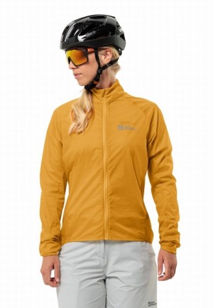 Yellow Women Jack Wolfskin Gravex Wind Softshell Jackets | 15086119