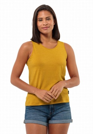 Yellow Women Jack Wolfskin Travel Tank Top | 78920601