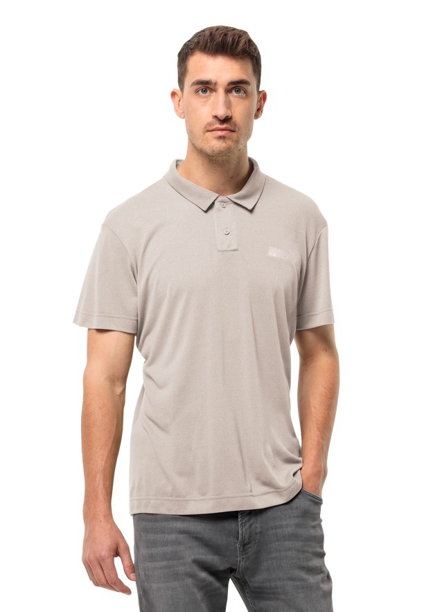 Beige Men Jack Wolfskin Pikeh Polo Shirts | 62981410